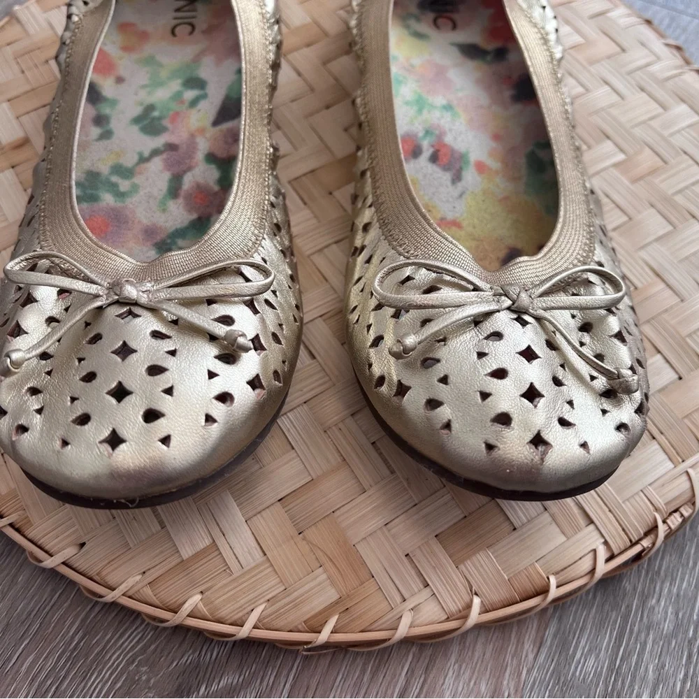 Vionic Metallic Gold Laser-Cut Ballet Flat